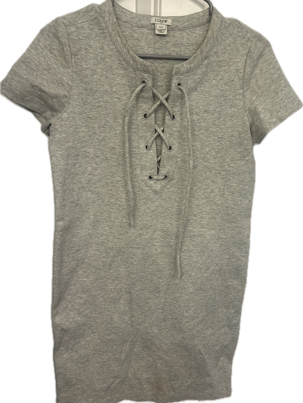 J. Crew Light Gray Lace-Up Knit Top